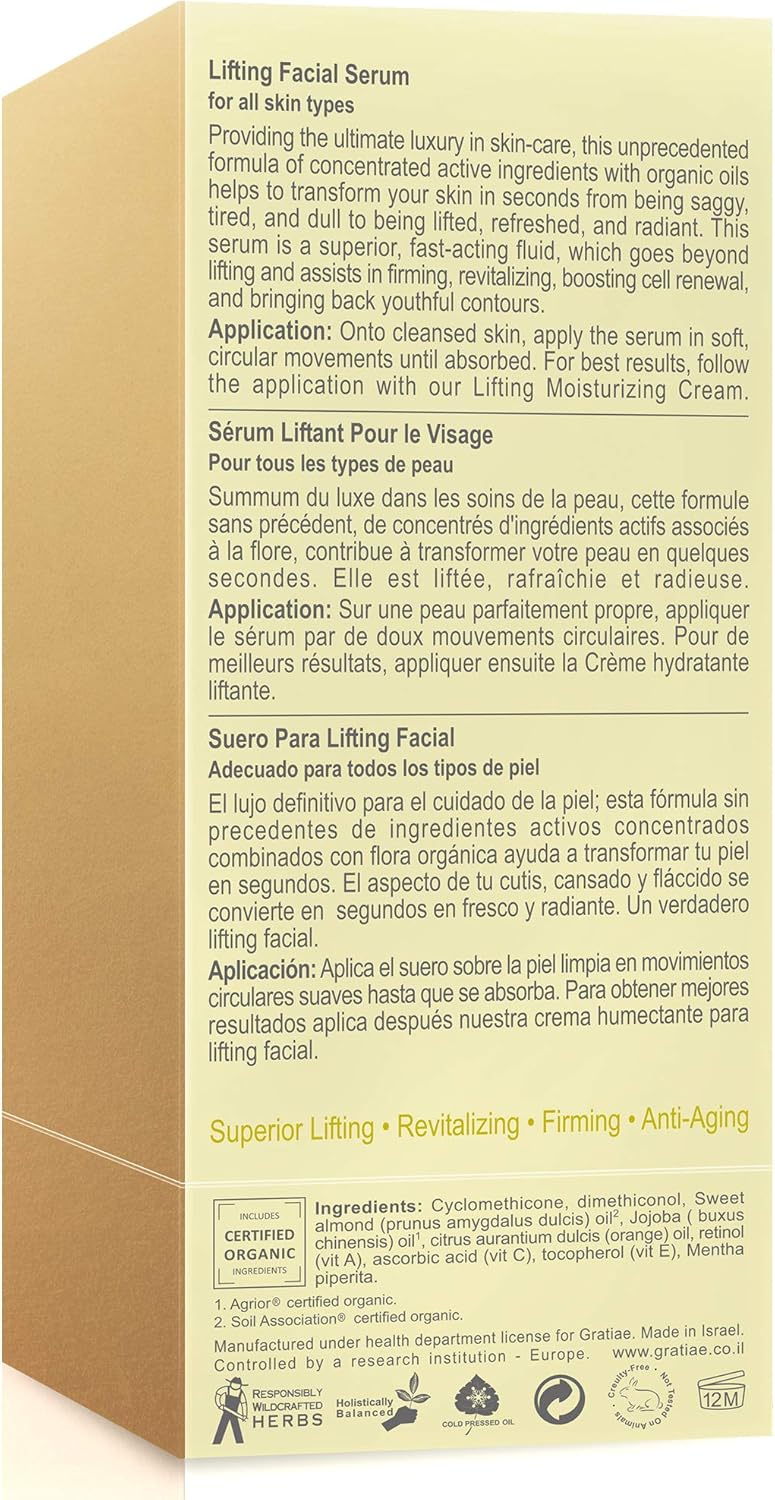Gratiae Lifting Facial Serum - 50ml Organic Anti-Aging Skin Care - Image 2